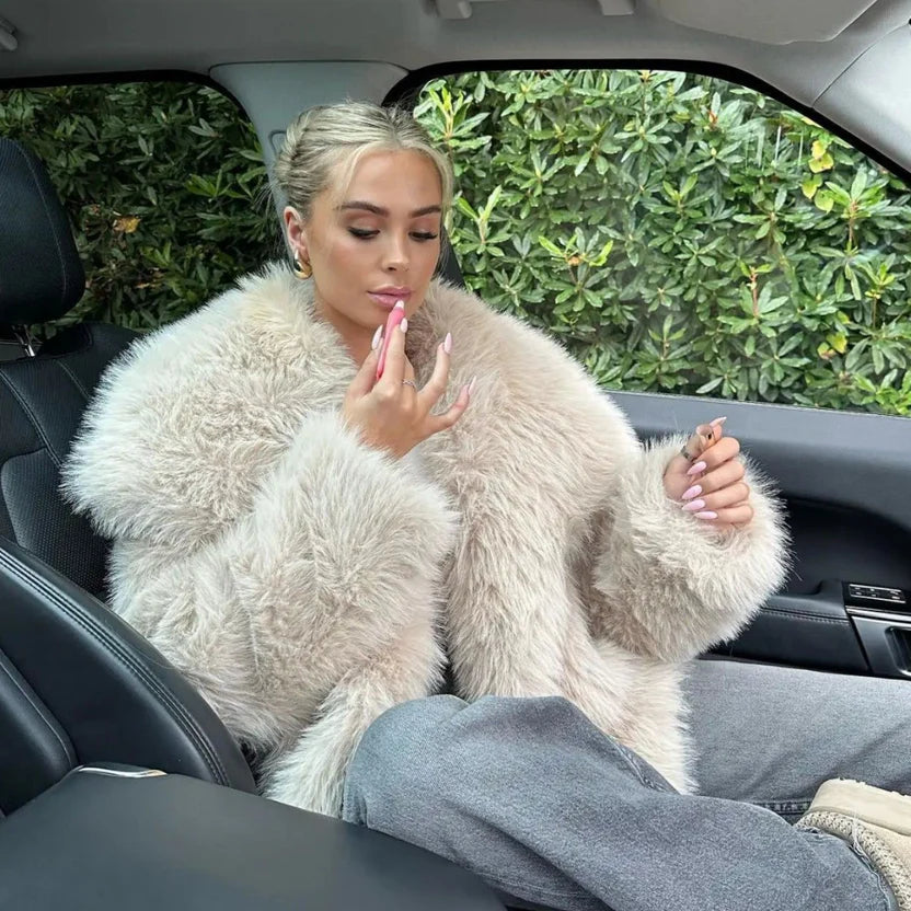 London Luxe Fluffy Fur Coat