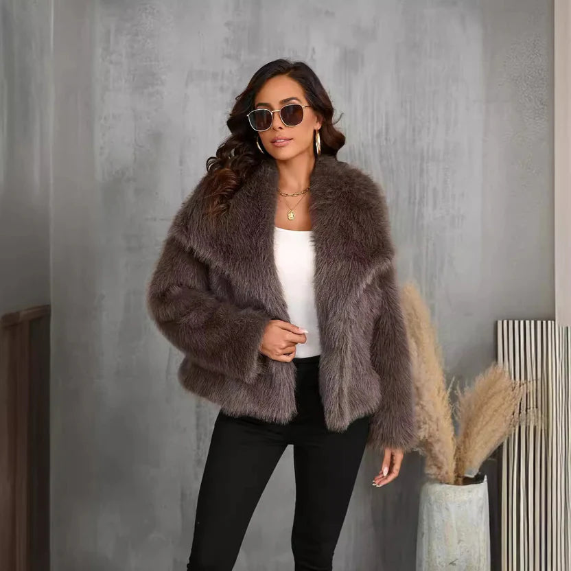 London Luxe Fluffy Fur Coat