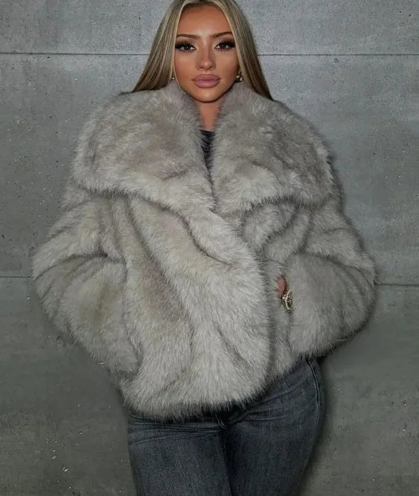 London Luxe Fluffy Fur Coat