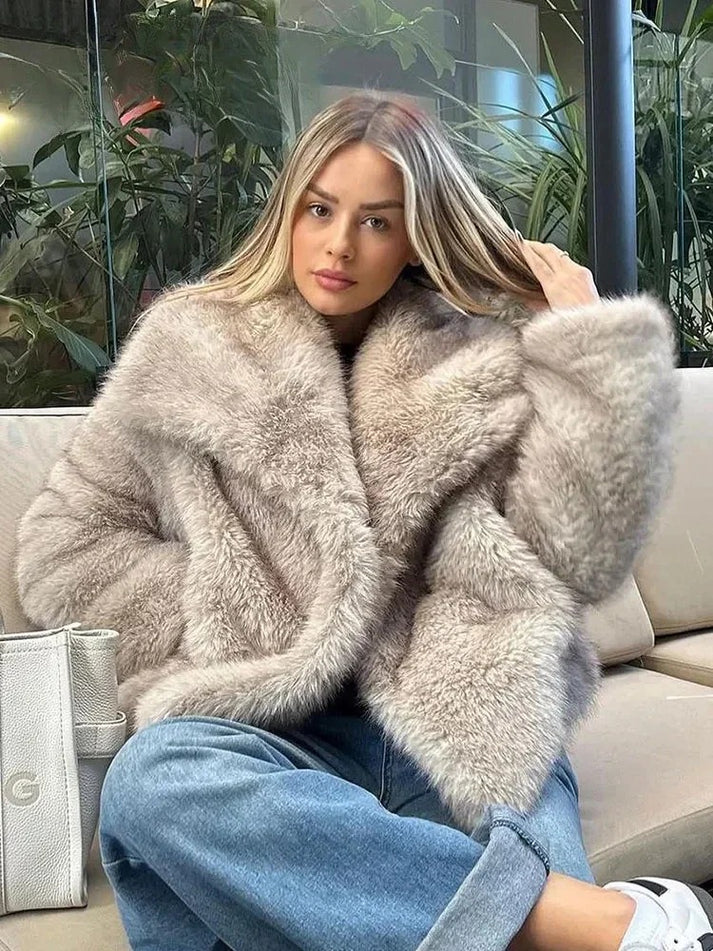 London Luxe Fluffy Fur Coat