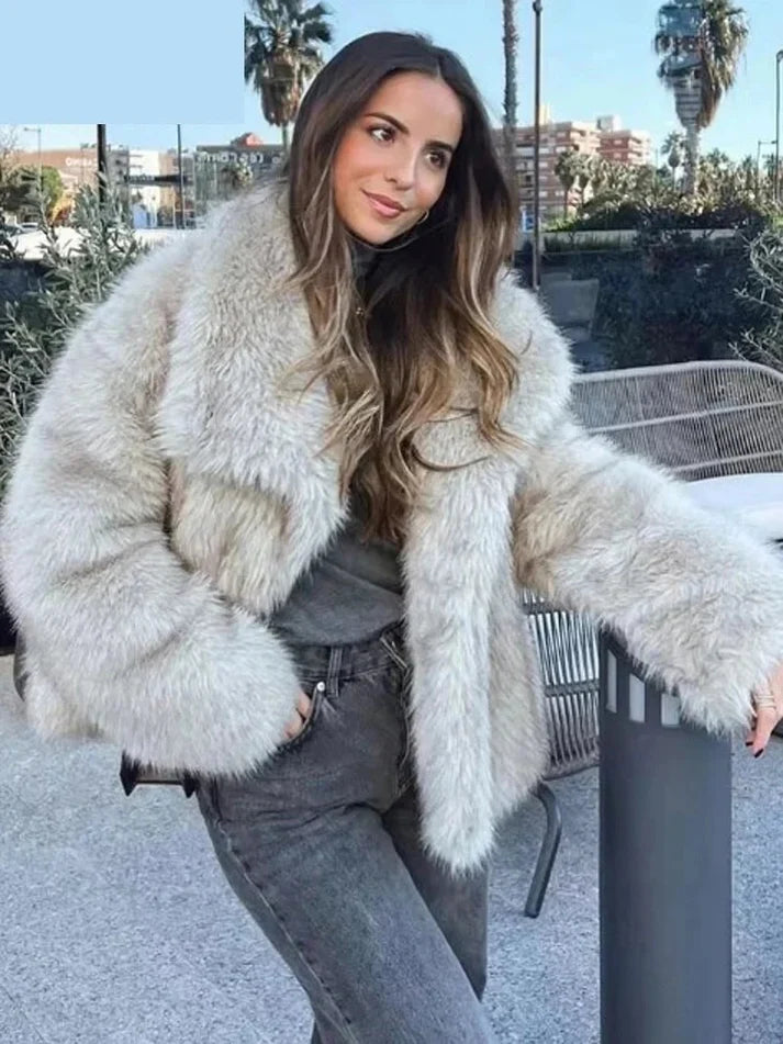 London Luxe Fluffy Fur Coat