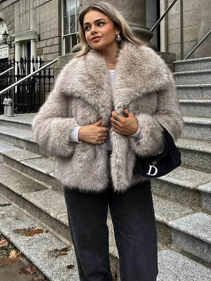 London Luxe Fluffy Fur Coat